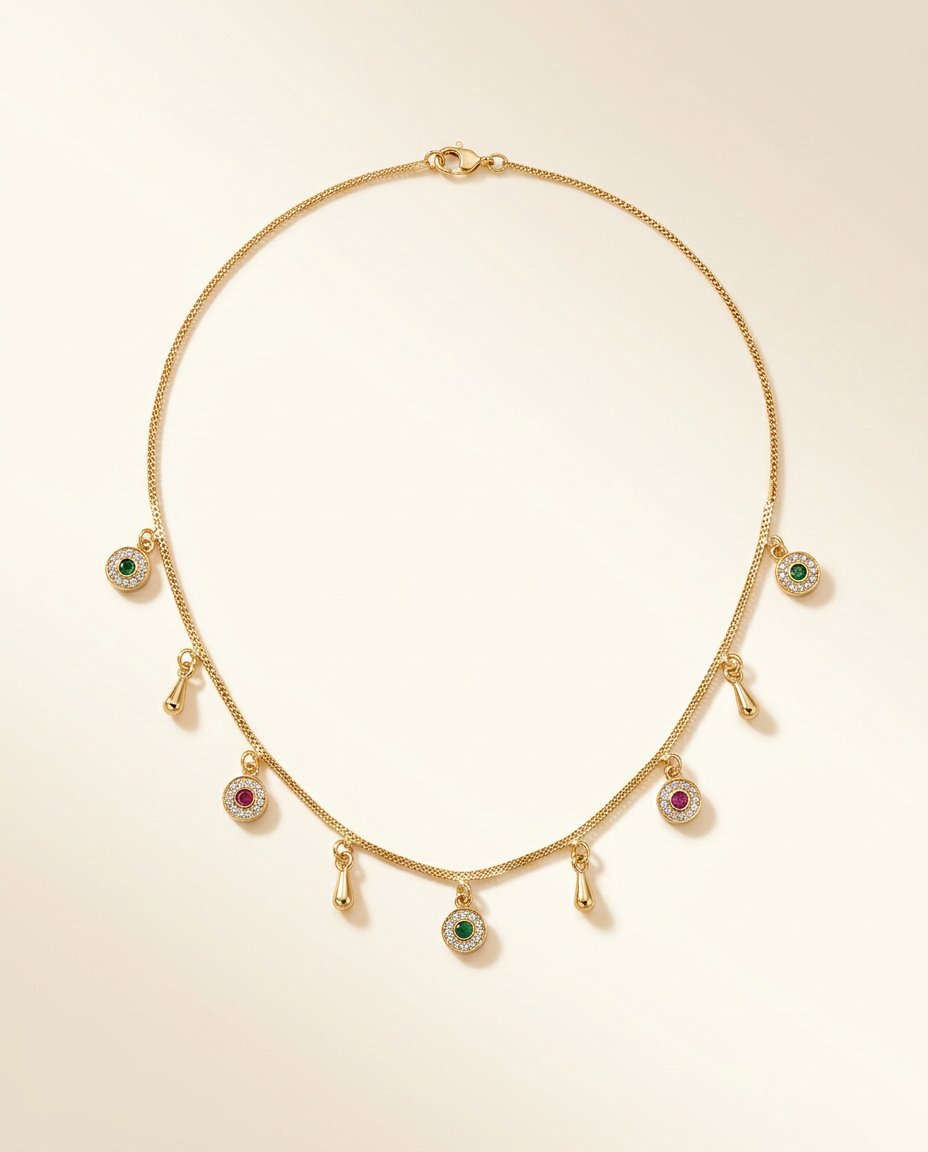 Boondi — Delicate gold charm chain necklace