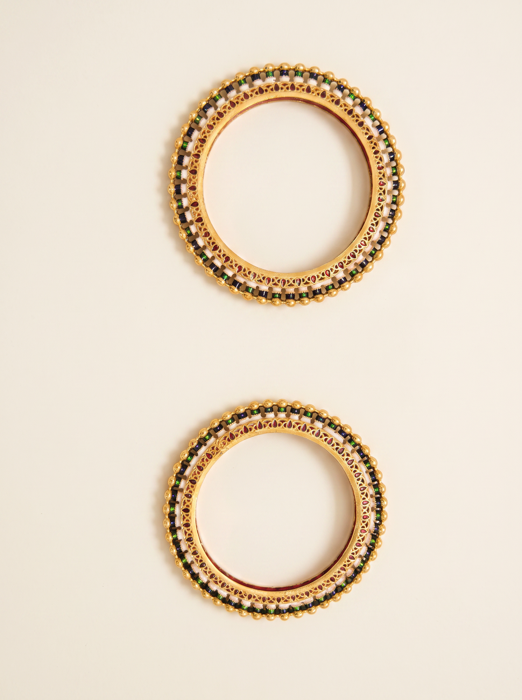 Nauras — Meenakari bangle pair with gold beadwork