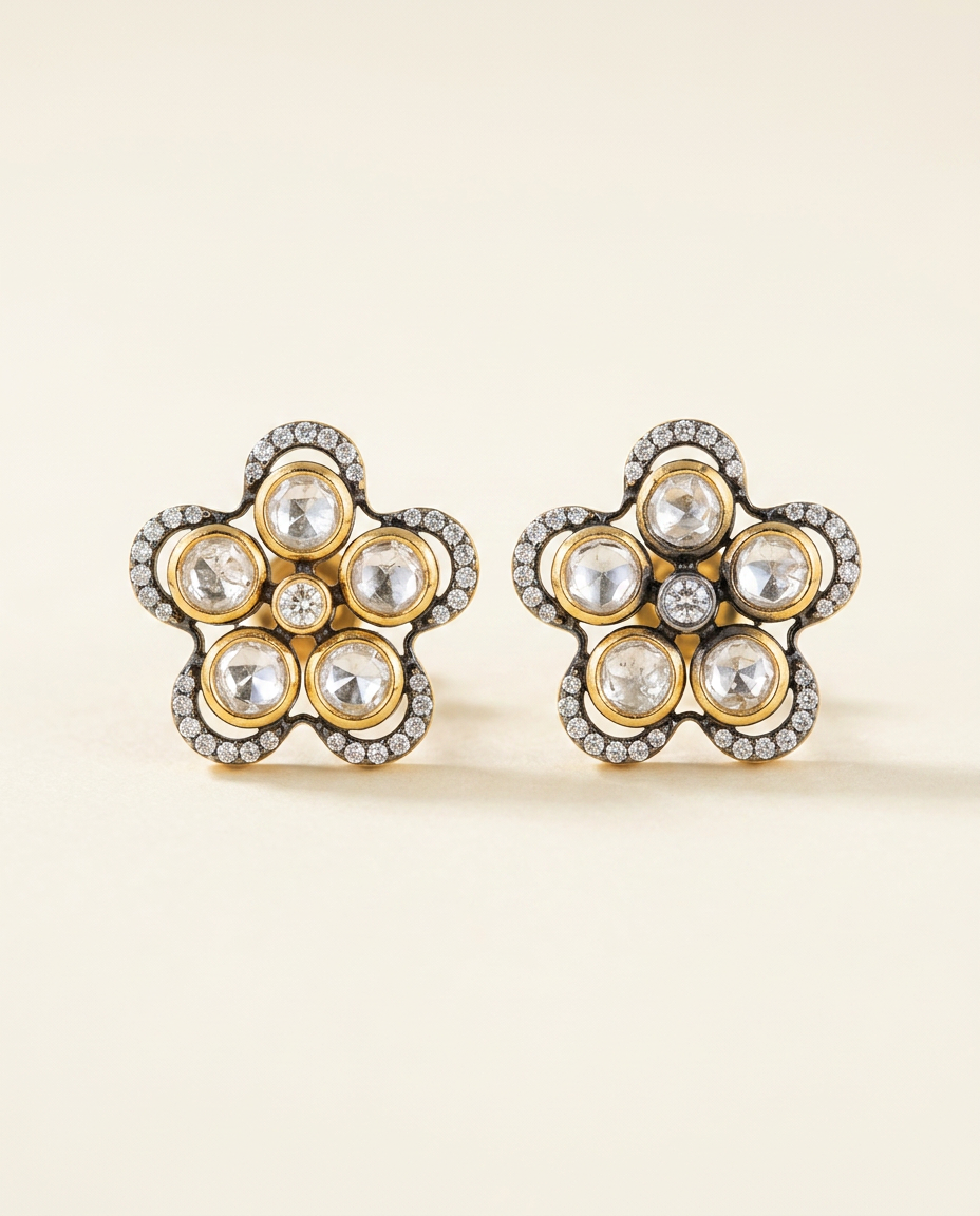 Panchphool — Five-petal polki flower studs